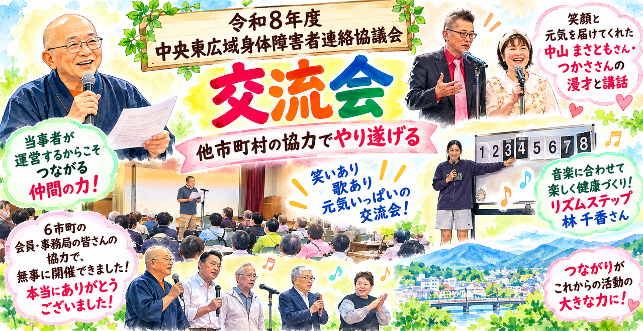 令和8年度 中央東広域身体障害者連絡協議会交流会：他市町村の協力でやり遂げました！